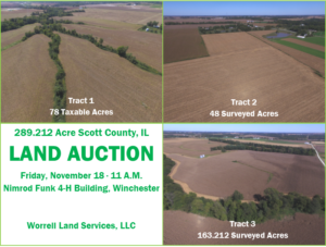 289.212 Acre Scott County, Illinois Land Auction ∙ 3 Tracts