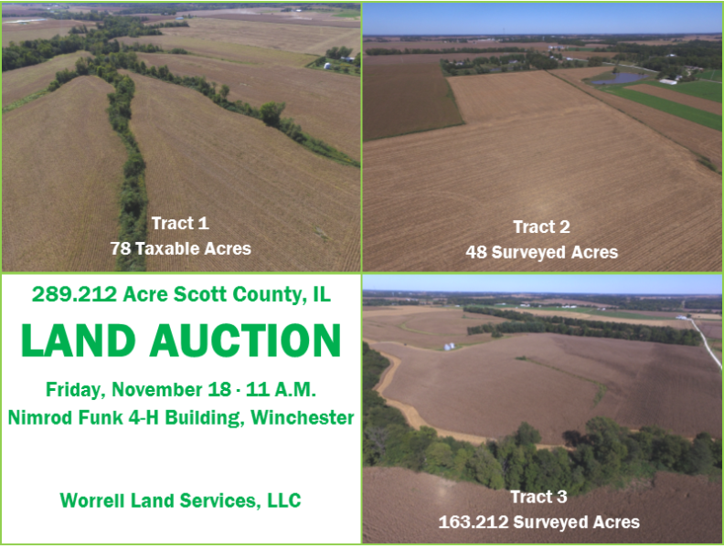289.212 Acre Scott County, Illinois Land Auction ∙ 3 Tracts